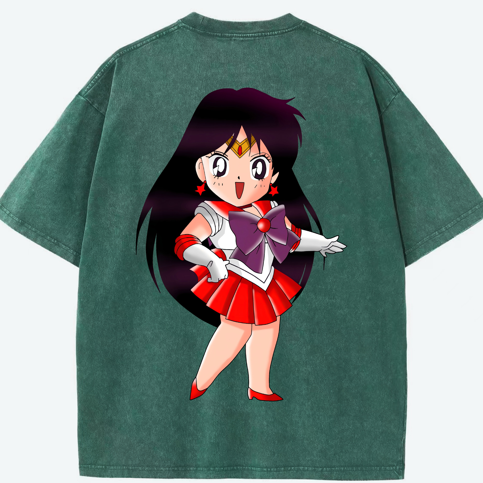 （画像用） 美少女戦士セーラームーン 火野レイ ひの レイ Sailor Moon Hino Rei （セーラーマーズ,Sailor Mars） 綿100% ヴィンテージ風 半袖Tシャツ（背面プリント）